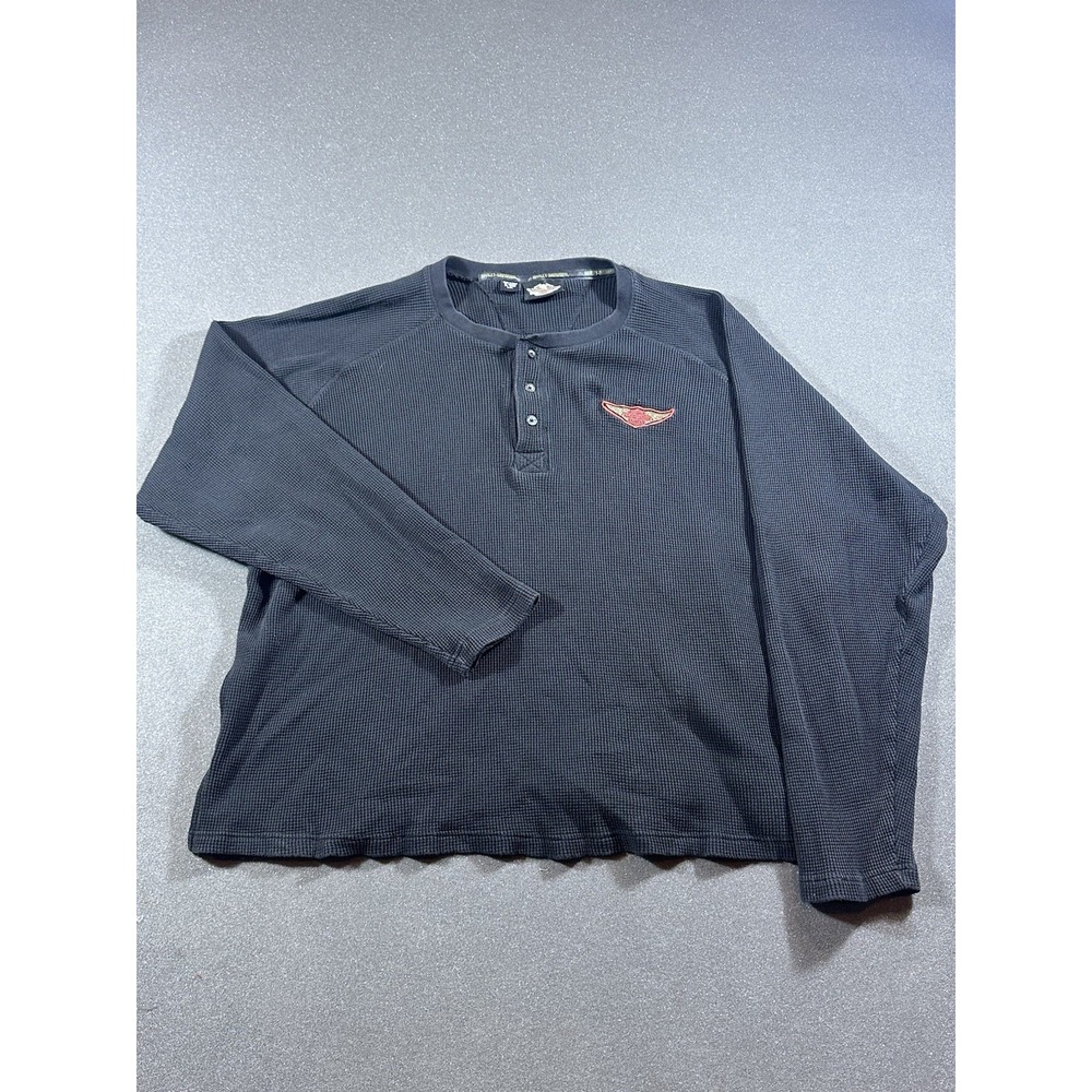 harley davidson waffle knit Henley Thermal long sleeve XXL t shirt #HARLEY - Picture 7 of 7